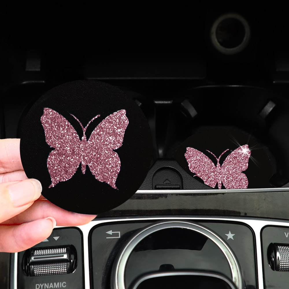 Pink Butterflies Glitter Light - Car Accessories For Women avaliação e preço